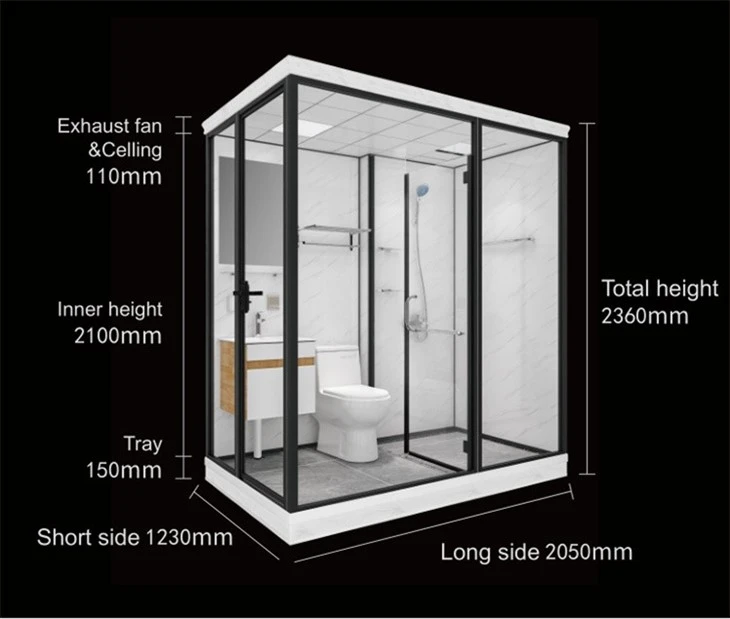 integrated glass shower room